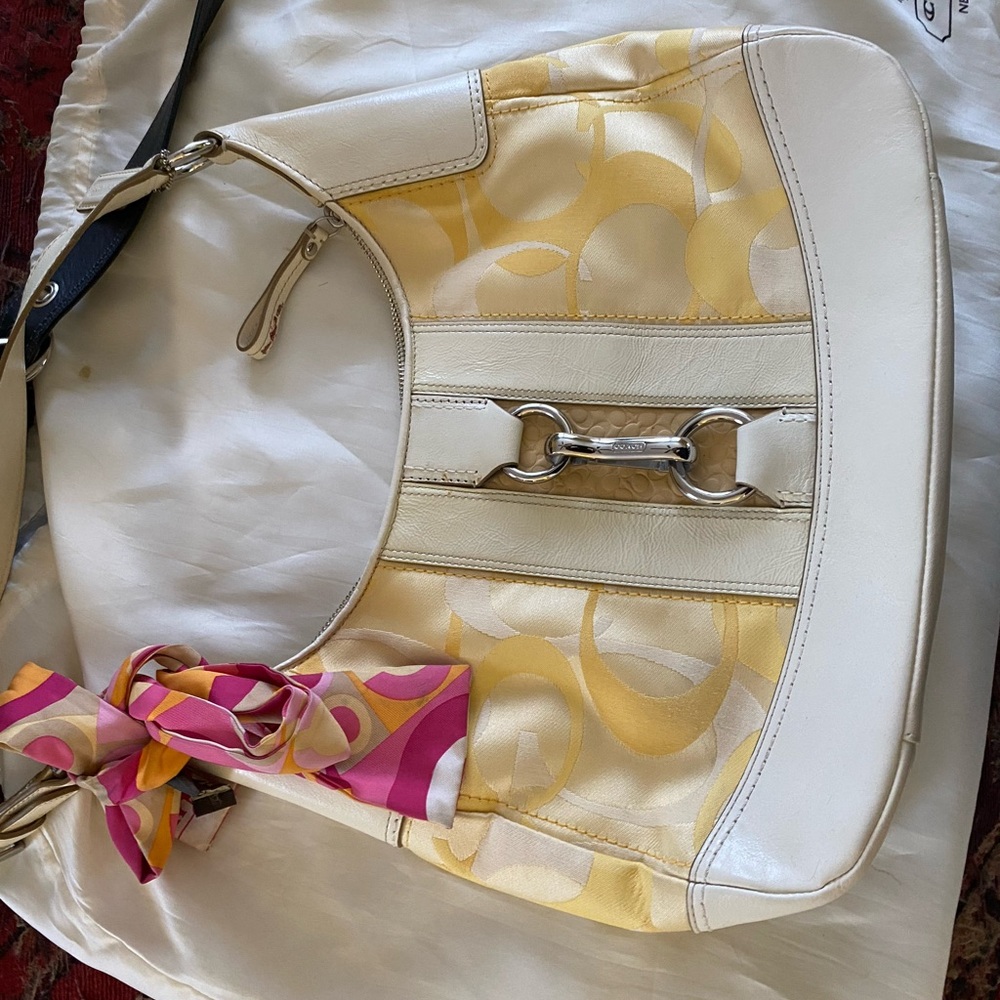 Coach Hamptons Hobo Yellow Monogram in excellent condition.